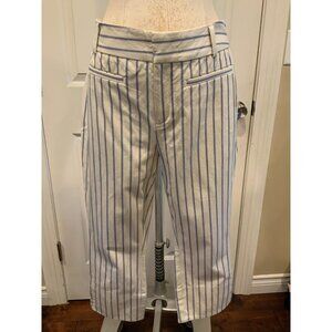 By Anthropologie White & Blue Striped "The Essential Slim" Pants, Size 8P